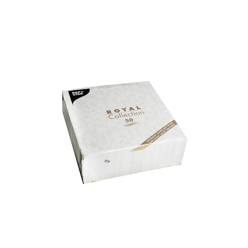 '50 WHITE Serviettes "ROYAL Collection 1/4-fold 40 cm x 40