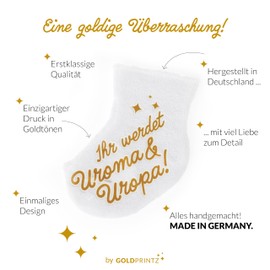 goldprintz I Ihr werdet Uroma und Uropa I Pregnancy I Gold-Printed Baby Sock I We Get a Baby Announcement I Pregnancy I Surprise Baby News