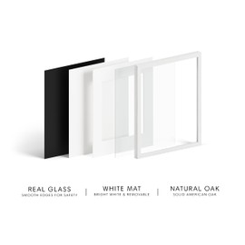 HAUS AND HUES 16x24 Picture Frame with Real Glass and White American Oak Matted to 12x16 - Oak 16x24 Frame White - Includes Vertical & Horizontal Hang - Ideal for Home, Room, Office (16x24 in, White)