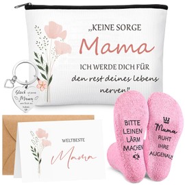 Boyiee 5 Stück Geburtstagsgeschenk für Mama Schlüsselanhänger Kosmetiktasche Karte mit Umschlag Muttertagsgeschenk Beste Mama Mutter Geburtstagsgeschenk Geschenk Mama Geburtstag Geschenke für Frauen