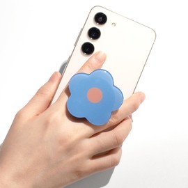 OnTheGrip Cute Solid Color Daisy Flower Design Collapsible Mobile Phone Grip Stand Holder for Smartphone Tablet Cell Phone Accessory (Blue)