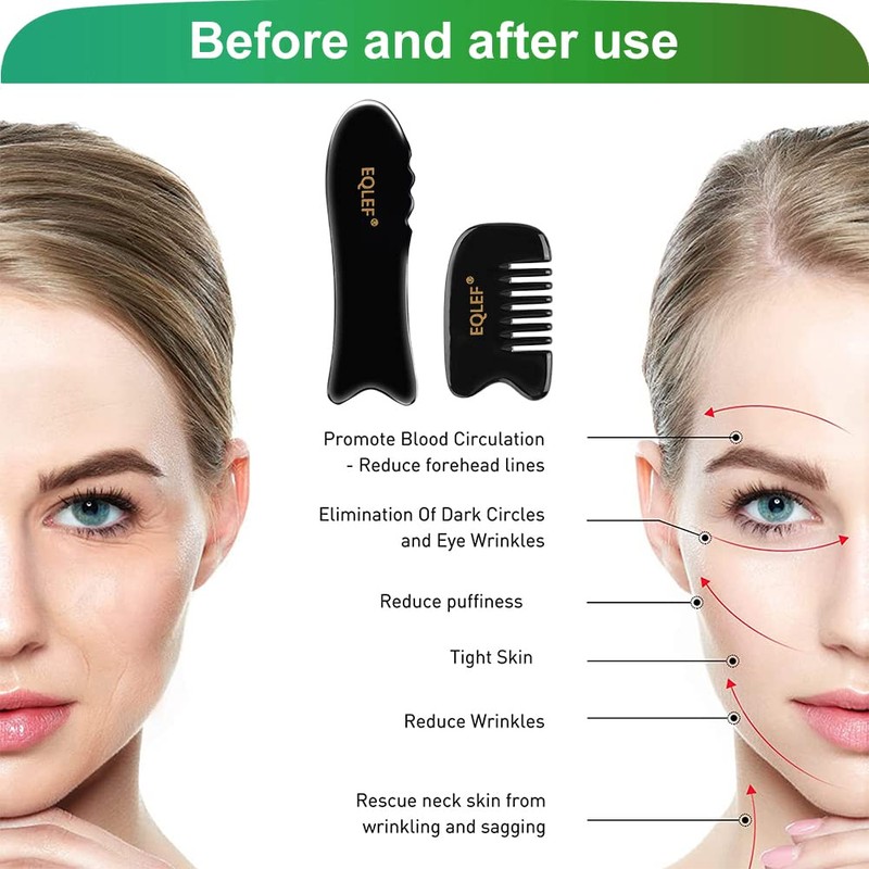 EQLEF Gua Sha Massage Tools, Horn Gua Sha Comb and