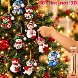 15-Piece Flat MDF Snowman Christmas Ornaments for Tree Decorating – Random Assortment of Festive Printed Winter Designs