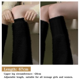 Yanmucy Fluffy Leg Warmers Adjustable Length Wide Leg Warmers for Girls Women Leg Warmers Women's Leg Sleeves Black White Flared Leg Warmers Stockings for Girls, White