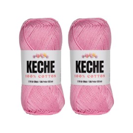 Cotton Yarn - 100% Cotton Yarn for Crocheting and Knitting, Mercerized Cotton Amigurumi Yarn Fine-Sport 2 1.76 oz (50g) / 136 Yrds (125 m) 2 Skeins - Baby Pink