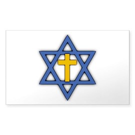 CafePress Star of David with Cross Sticker Rectangle Bumper Sticker Car Decal