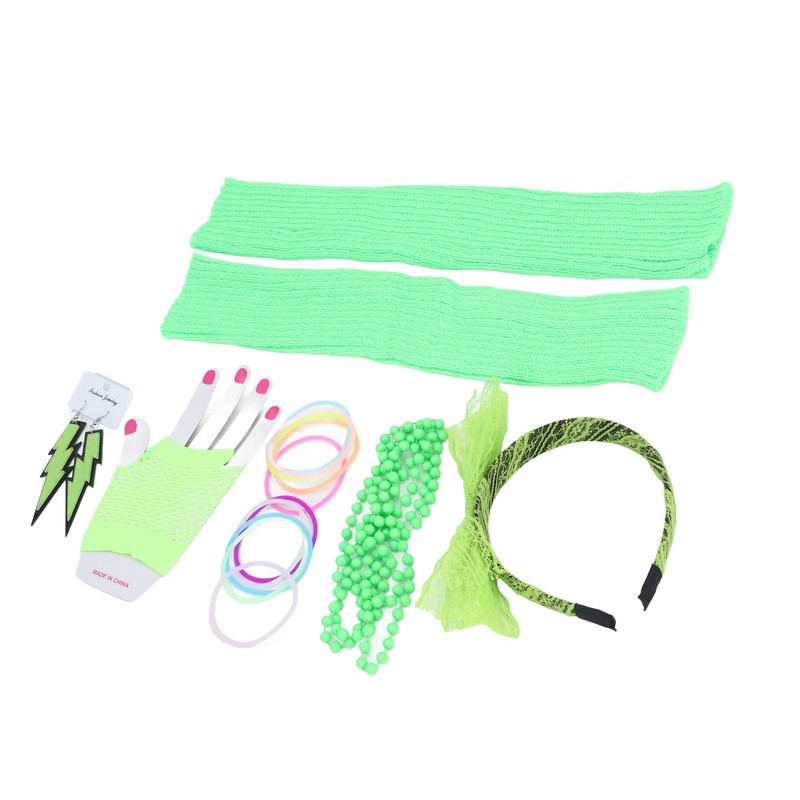 80s Earring Neon Headband Set Accessories Silicone Light Bracelets Headband