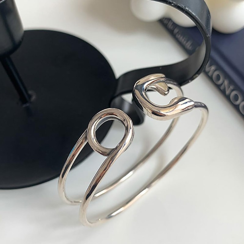 Izpack Safety Pin Cuff Bracelet for Women Sterling Silver Plated