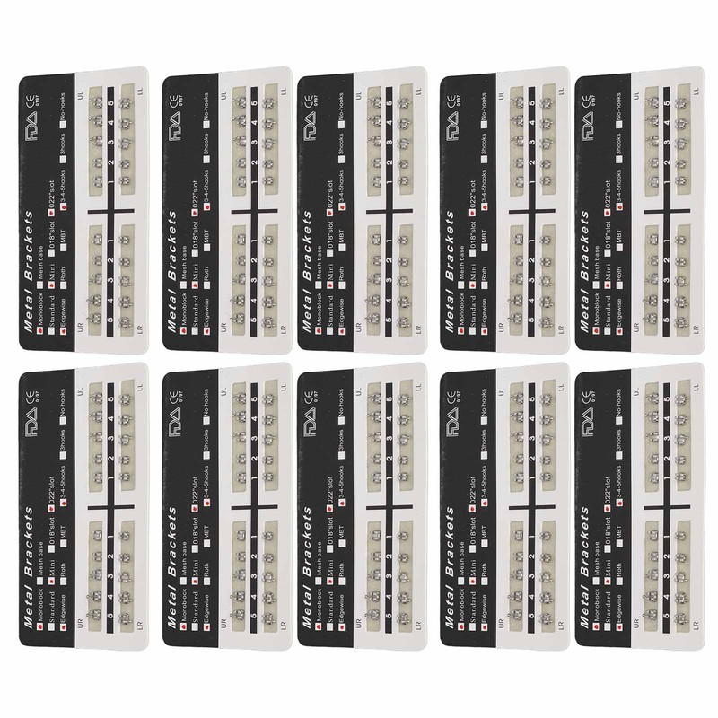 Teeth Edgewise Brackets 0.022in Slot 345 Hooks Rustproof Mini Metal