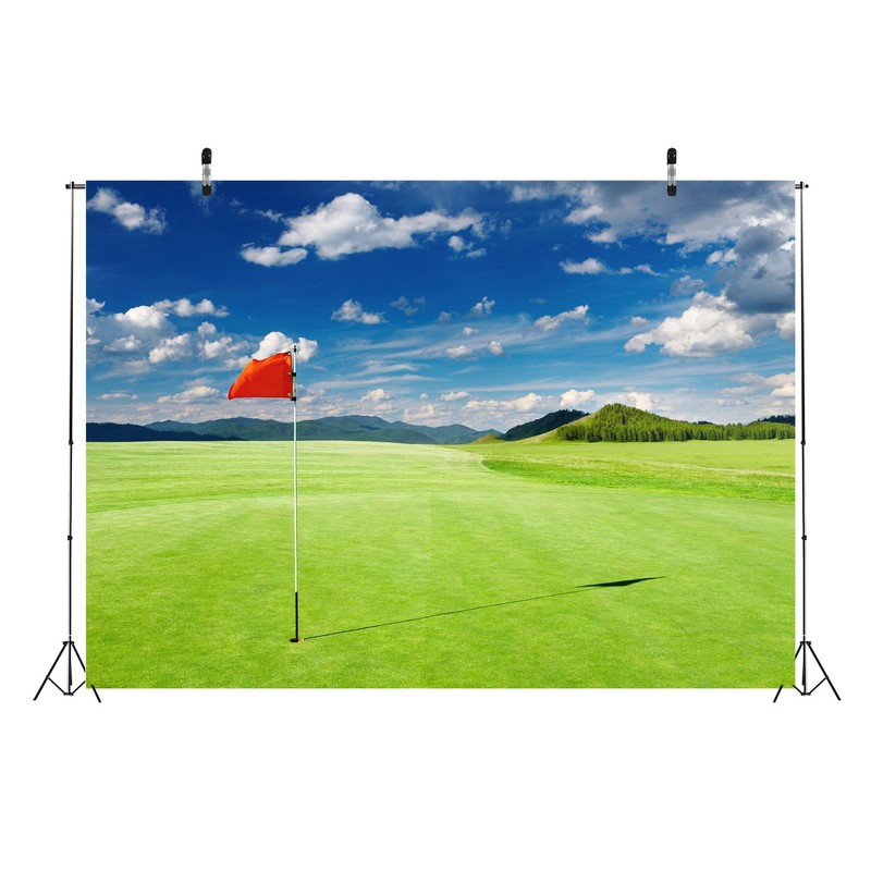 CORFOTO 7x5ft Fabric Golf Course Backdrop Photography Golf Flag Green