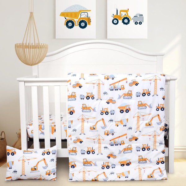JISEN 3 Piece Crib Bedding Set Soft Baby Crib Bedding