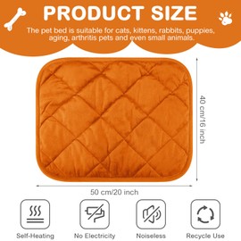 Clysee 4 Pack Self Heating Cat Pad Self Warming Dog Mat Reflects Body Heat Extra Warm Thermal Pet Pad Washable Dog Cat Bed Crate Bed Mat Blanket(Orange,16 x 20 Inch)