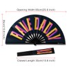 Raveahem UV Glow Rave Fan, Bamboo Folding Clack Hand Fan