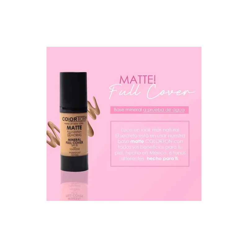 Maquillaje Líquido Mineral Full Cover Colorton Matte