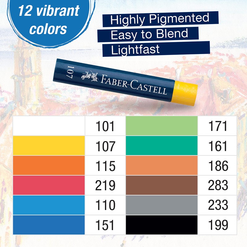 Faber-Castell Oil Pastels, Box of 12 127012