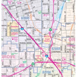 Orange County, California Detailed Arterial Wall Map (2 Large Sizes) w/Zip Codes2019 (36" x 42" Paper)