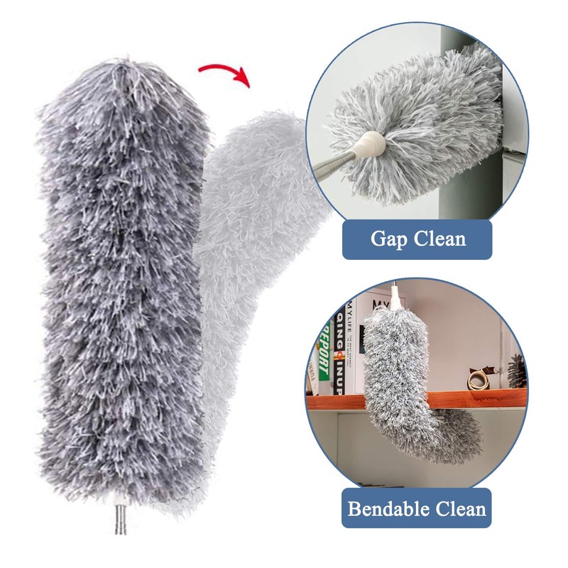 Microfiber Feather Duster, Extendable Cobweb Duster with 100 inches Extension