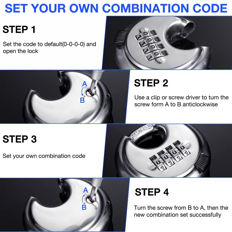 Maitys 10 Pack 4 Digit Combination Locks Stainless Steel Code