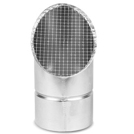 4” Inch Outlet Vent Cover with Mesh - Round Outdoor Air Take-Off with Steel Screen – Angled Galvanized Steel Exhaust End Cap with Rain Cover (net 0.19” x 0.19” Inch)