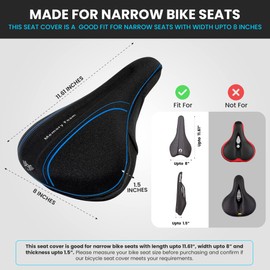 X WING Bike Seat Cover Padded Memory Foam fits Peloton, Peloton Bike+, City, Road & Mountain, Bike Seat Cushion Comfort for Men and Women, Bicycle Seat Cover with Cross-Stitch Velcro Straps