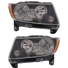 CarLights360: For Jeep Compass Headlight 2013-2017 Pair Driver and Passenger Side | w/Bulbs | Black Housing | DOT Certified | CH2502246 + CH2503246