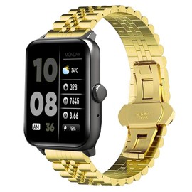 Compatible with 3Plus Smartwatch Bands, Solid Stainless Steel Metal Band with Butterfly Folding Clasp Link Bracelet Compatible with 3Plus Mega / Callie / Vibe Fit / Vibe Plus / Vibe + / Vibe+ (Gen 2)
