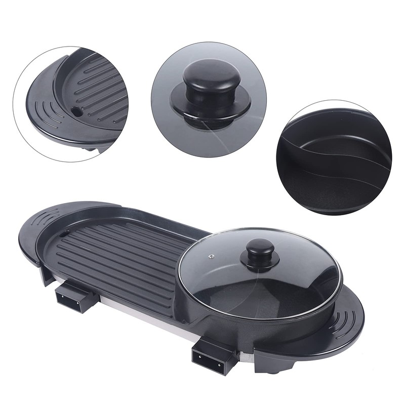 Kathring Electric Hot Pot with Grill, 110V Multifunctional BBQ Hot