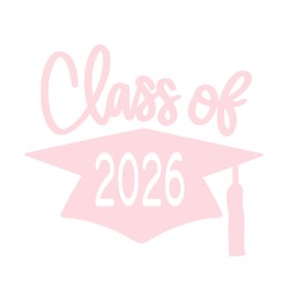 Class Of 2026 Graduation Cap Vinyl Decal, Graduation T Shirt Transfer, DIY Graduate Shirt Patch, HTV Vinyl Applique, Pick Size Color, Iron-On Almost Anything (Pink)