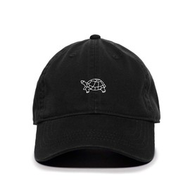 Turtle Baseball Cap Embroidered Cotton Adjustable Dad Hat Black