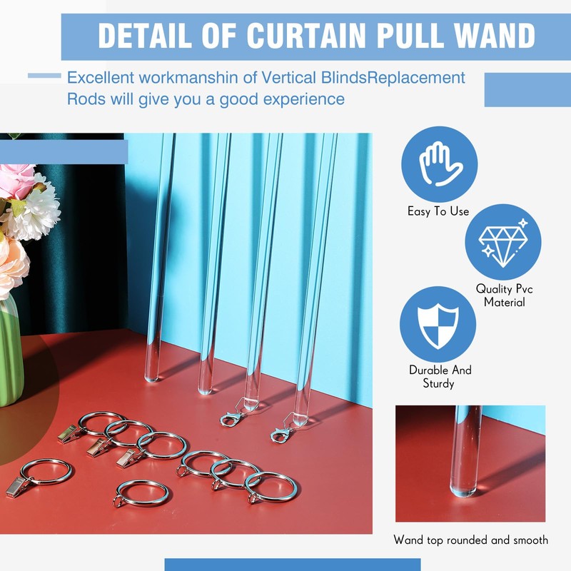 DoubleFill 4 Pack Acrylic Curtain Pull Wand 46 Inch Clear