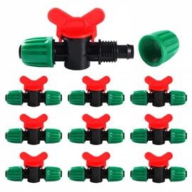 VooGenzek 9 pieces 16 mm drip irrigation switch valve, drip irrigation shut-off valve, irrigation hose spiked closure valves, drip irrigation valve for 16 mm hose, green