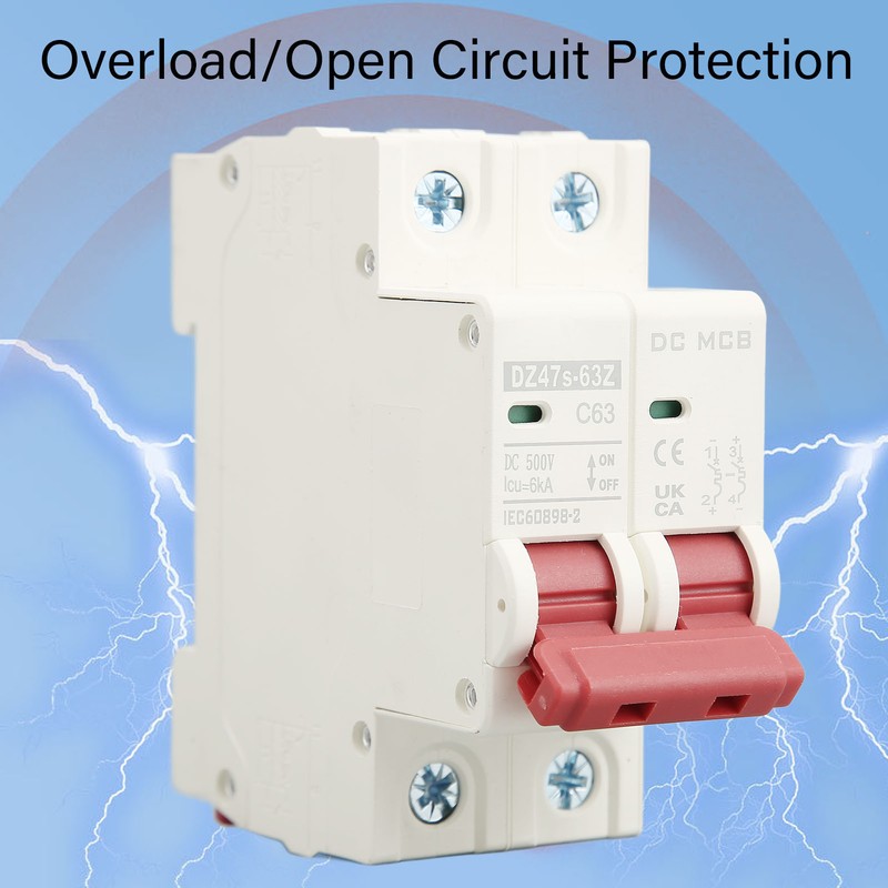 DC Miniature Circuit Breaker 2P 63A DC500V 6000A Breaking Capacity