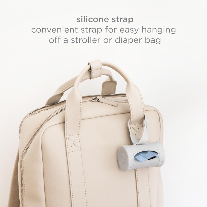 Ubbi On-the-Go Gray Bag Dispenser and Waste Disposal Bags Refill,