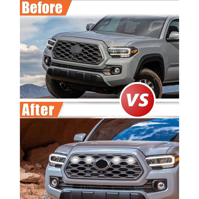 MODIPIM Smoked Shell White Light 4pcs Tacoma LED Grill Lights