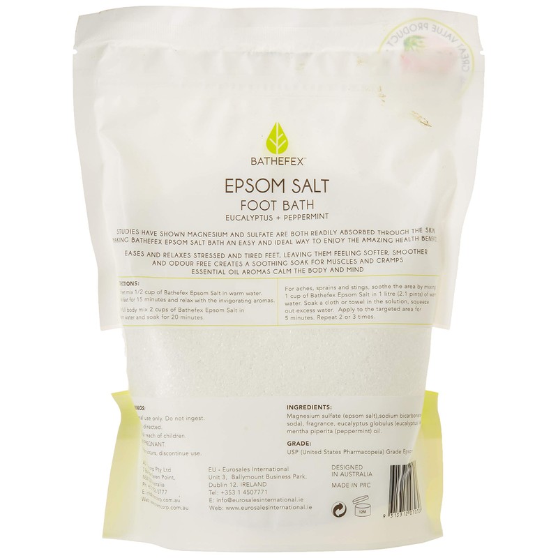 Bathefex Epsom Salt Foot Bath with Eucal and Peppermint, 750g