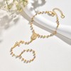 Rosary Hand Chain Bracelet for Women, Gold Virgin Mary Ring