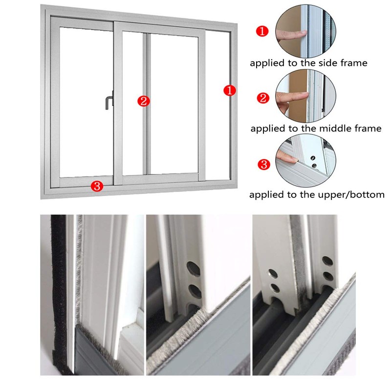 Weather Stripping Brush for Sliding Windows/Doors Frame Side,Pile Self Adhesive