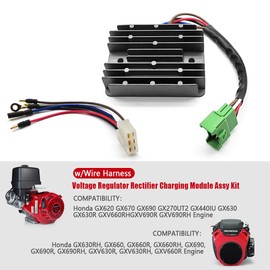 31620-ZG5-033 SH711AA Voltage Regulator Rectifier Fit for Honda GX610 GX620 GX630 GX640 GX660 GX670 GX690 GX270 GX440, Charging Module Assy Kit with Sub-Wire Harness 32105-Z6L-0001