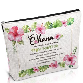 Luvsweets Hawaii Aloha Makeup Bag - Hawaiian Gifts Souvenirs for Women, Hawaiian Tropic Ohana Cosmetic Make Up Bag with Zipper, Birthday Christmas Appreciation Gifts for Friends Mother Sister Aunt