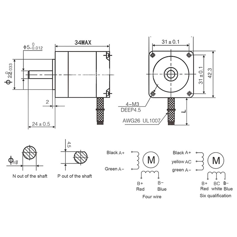 3D Printer Stepper Motor 42 Step Dual Output Shaft 1.3A