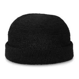 Basic Ench Paper Roll Cap Fisherman Roll Cap, Anti-stuffy, Straw Paper, Straw, Natural, No Brim, Cap, Hat, Unique Sag Cap, Spring and Summer, Men's, Women's, Black