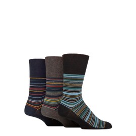 SockShop Gentle Grip Mens Soft Comfy Honeycomb Top Argyle Patterned Striped Cotton Socks Pack of 3 Size 6-11 Milano Stripe Black/Navy