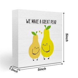 Gejoyse Funny Kitchen Signs, Farmhouse Kitchen Decor, Kitchen Counter Decor, We Make A Great Pear Sign, Cute Kitchen Decorations, Vegetable Themed Kitchen Decor Fun Gifts 5 X 5 Inch