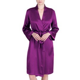 OSCAR ROSSA Women's Luxury Silk Sleepwear 100% Silk Robe Kimono, Ruby Wine, XX-Large