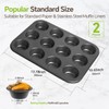SiypWok Stainless Steel Muffin Pan, Food Grade Cupcake Pan-Blak 12