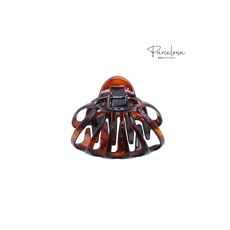 Parcelona French Octopus Large Wide Celluloid Acetate Tortoise Flat Teeth