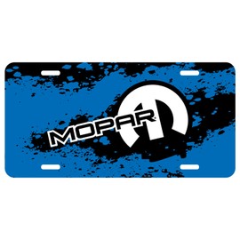 iPick Image Mopar Motor Sports Blue Graphic Aluminum License Plate for Dodge Jeep RAM Chrysler Cars