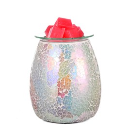 Dicimi Glass Wax Melt Heater, Candle Heater, Mosaic Electric Fuel Burner - Incense Wax Cube Melting and Burner - Home Electric Air Freshener Art Present (Light Color)