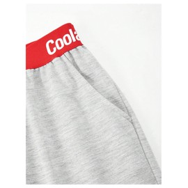 GORGLITTER Girl's Sweatpants Elastic Waist Letter Graphic Wide Leg Pants Y2K Trendy Track Pants Grey 13Y