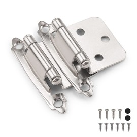 knobelite Satin Nickel Cabinet Hinges for Kitchen Cabinets Doors, 30 Pair -60 Pcs 1/2" Overlay (Variable) Self Closing Decorative Kitchen Cabinet Hinges Flush Mount with Hardware Screws